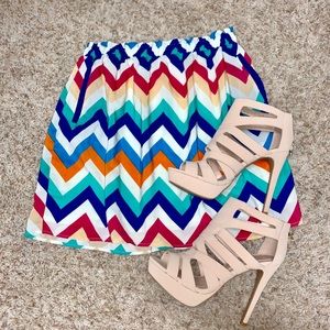 Colorful Lined Skirt w/ Pockets